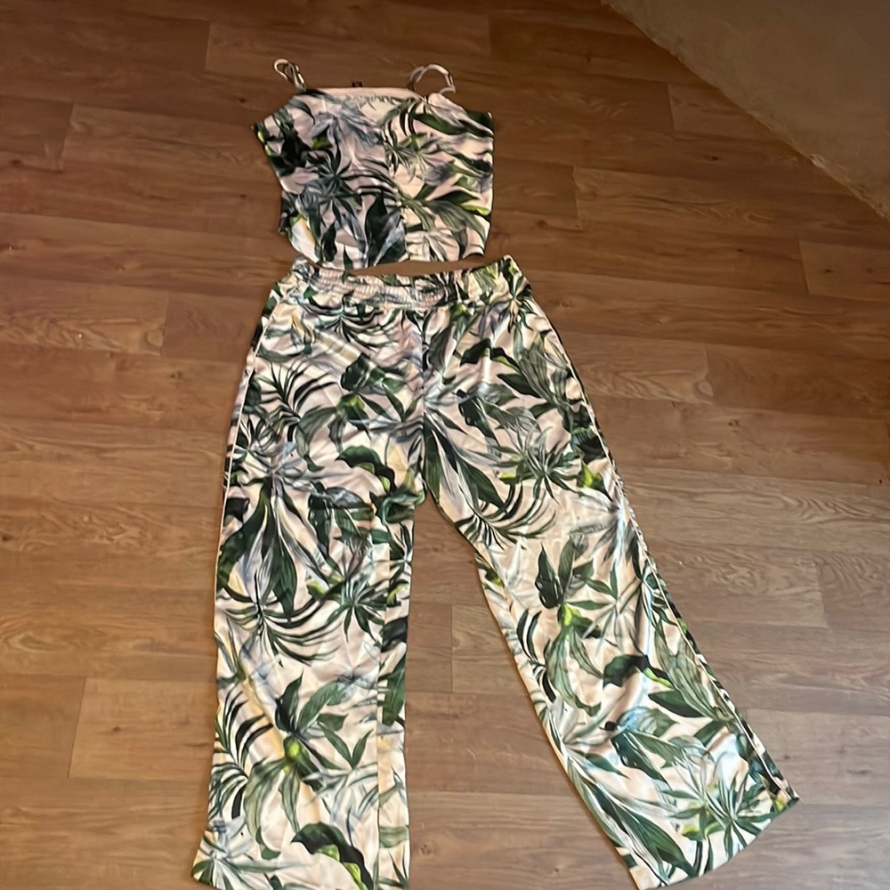 Victoria secret palm print satin pajamas
